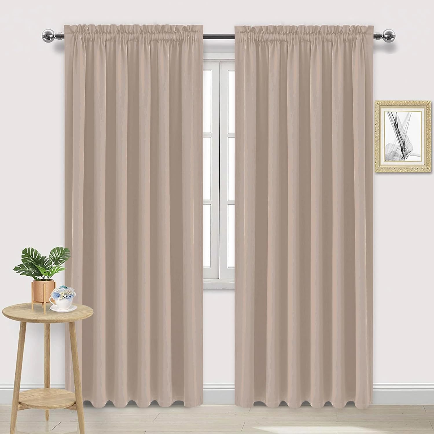 DWCN Blackout Curtains for Living Room Thermal Insulated, Energy Saving & Noise Reducing Bedroom Curtains, Camel, W 70x L 84 Inch, Set of…