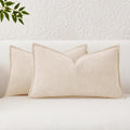 KevinTextile Kevin Textile Waterproof Decorative Pillow Covers Beige 12x20 Inch Pack of 2 Soft Boucle Textured Lumbars Cushions Elegant Acc…