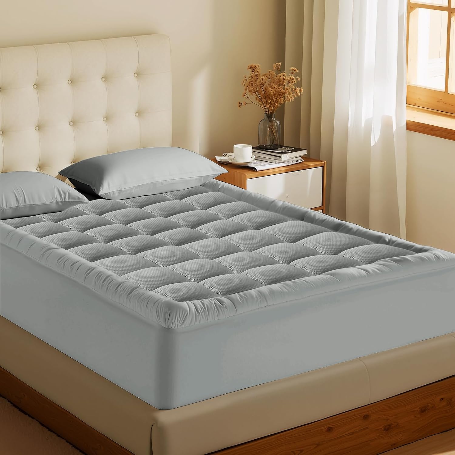 Matbeby Twin Size Mattress Pad - Cooling Breathable Mattress Topper, Quilted Fitted Mattress Protector, Pillow Top Mattress Cover with 8-21…
