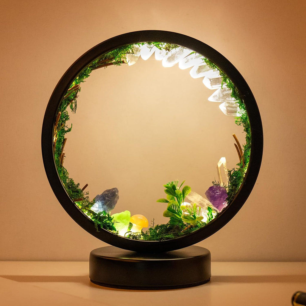 Runyangshi Forest Style Bedroom Night Light USB Port 3 Colours Dimming Mode Bedside Lamp Natural Clear Quartz Single Crystal Healing Crysta…