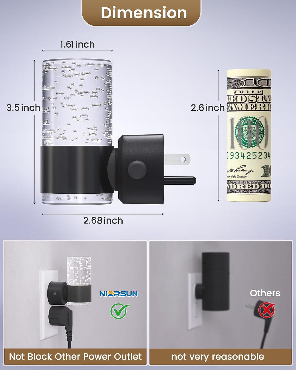 Niorsun Night Light Plug into Wall, Dimmable Nights Lights with 3 CCT & 5 Brightness Levels, Acrylic Plug in Night Light, Auto Dusk to…