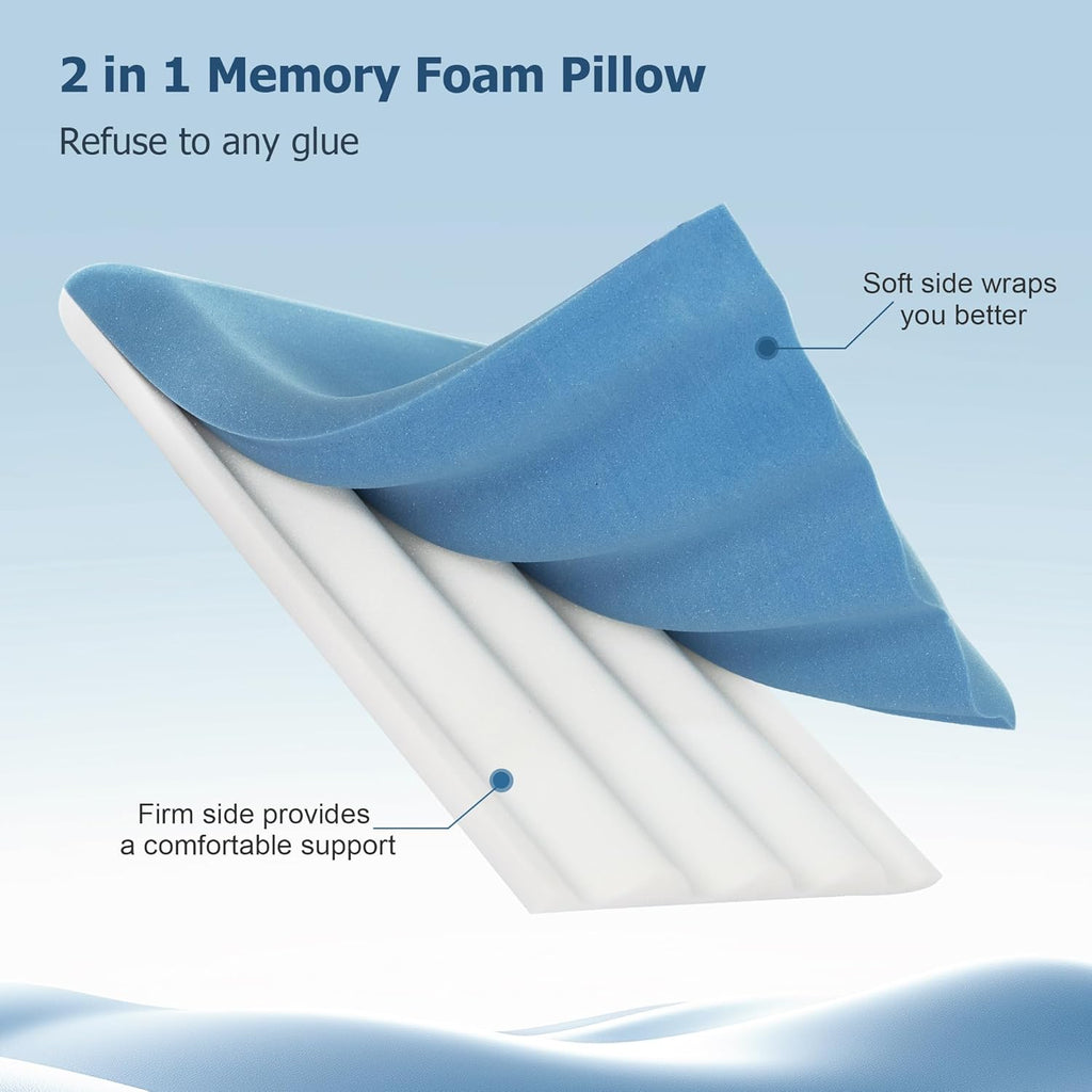 Winthome Memory Foam Pillow, Two-Sided Soft and Firm Neck Pillow for Sleeping, Suitable for Side, Back and Stomach Sleepers with Washable C…