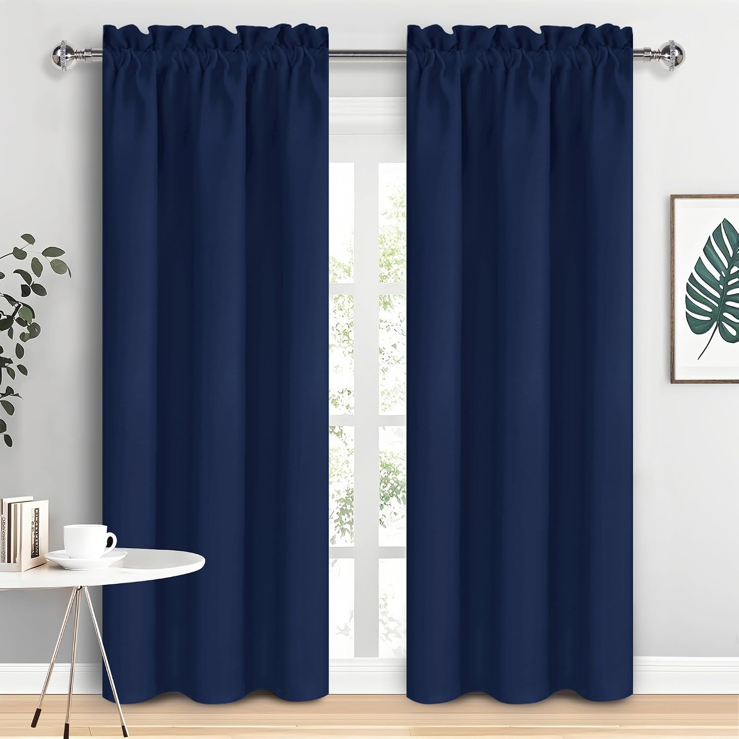 Dwcn Navy Blue Blackout Curtains for Living Room 84 Inch Length 2 Panels Set Window Drapes Thermal Insulated Room Darkening Rod Pocket Curt…