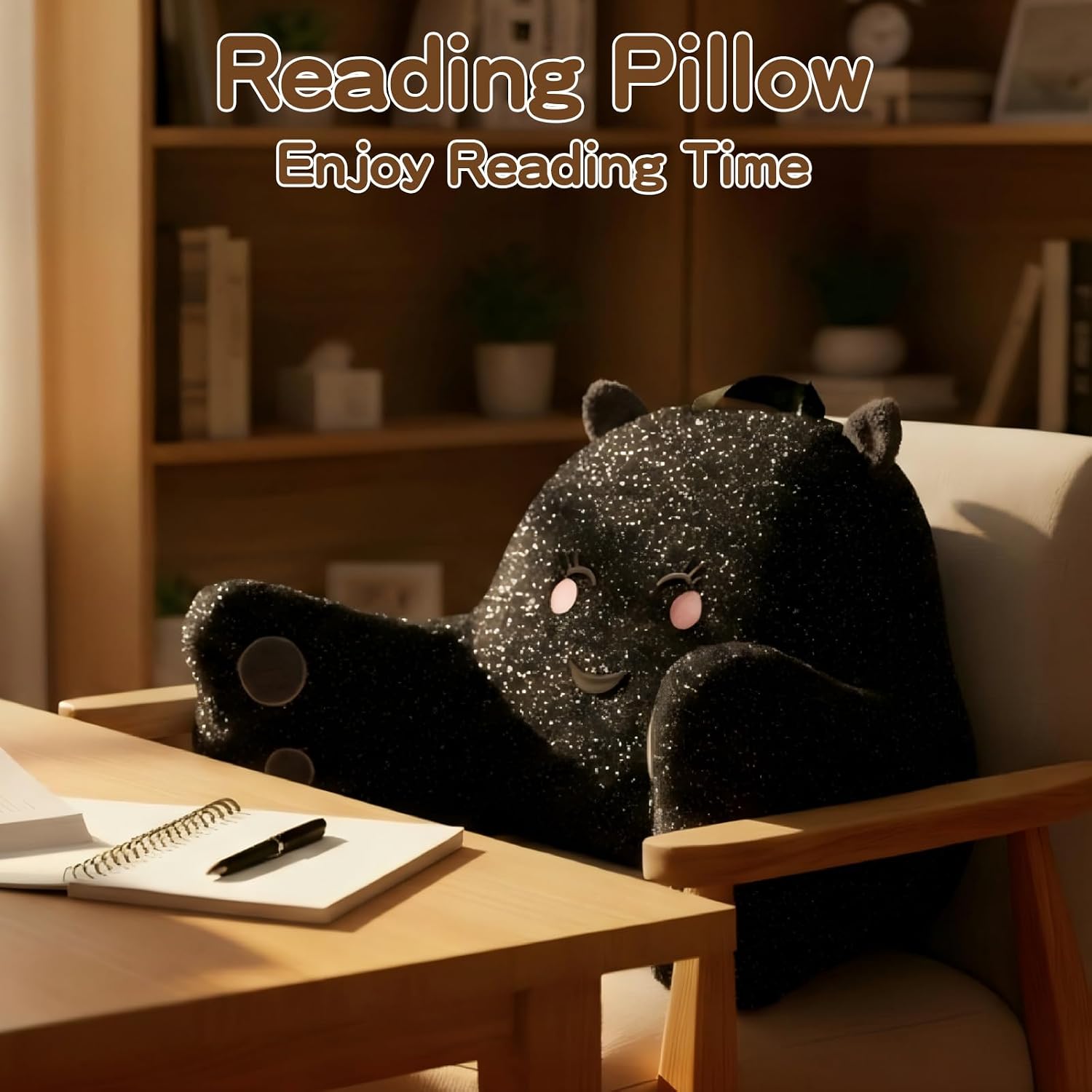 Ajicong Reading Pillow for Sitting in Bed Couch Teens/Adult, Back Rest Pillow for Sitting Up in Bed with Shredded Memory Foam, Includes Arm…