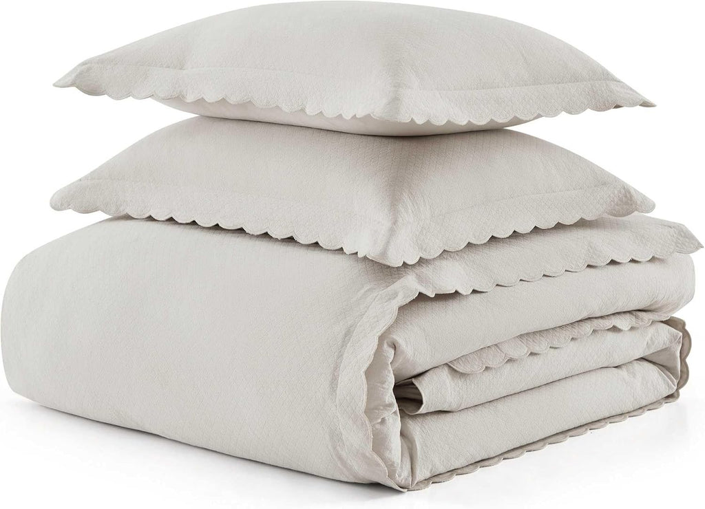 MarthaStewart Martha Stewart - King Duvet Cover Set, 100% Soft Cotton Blend Bedding, Corner Ties & Button Closure, 3 Piece Bed Set with Mat…