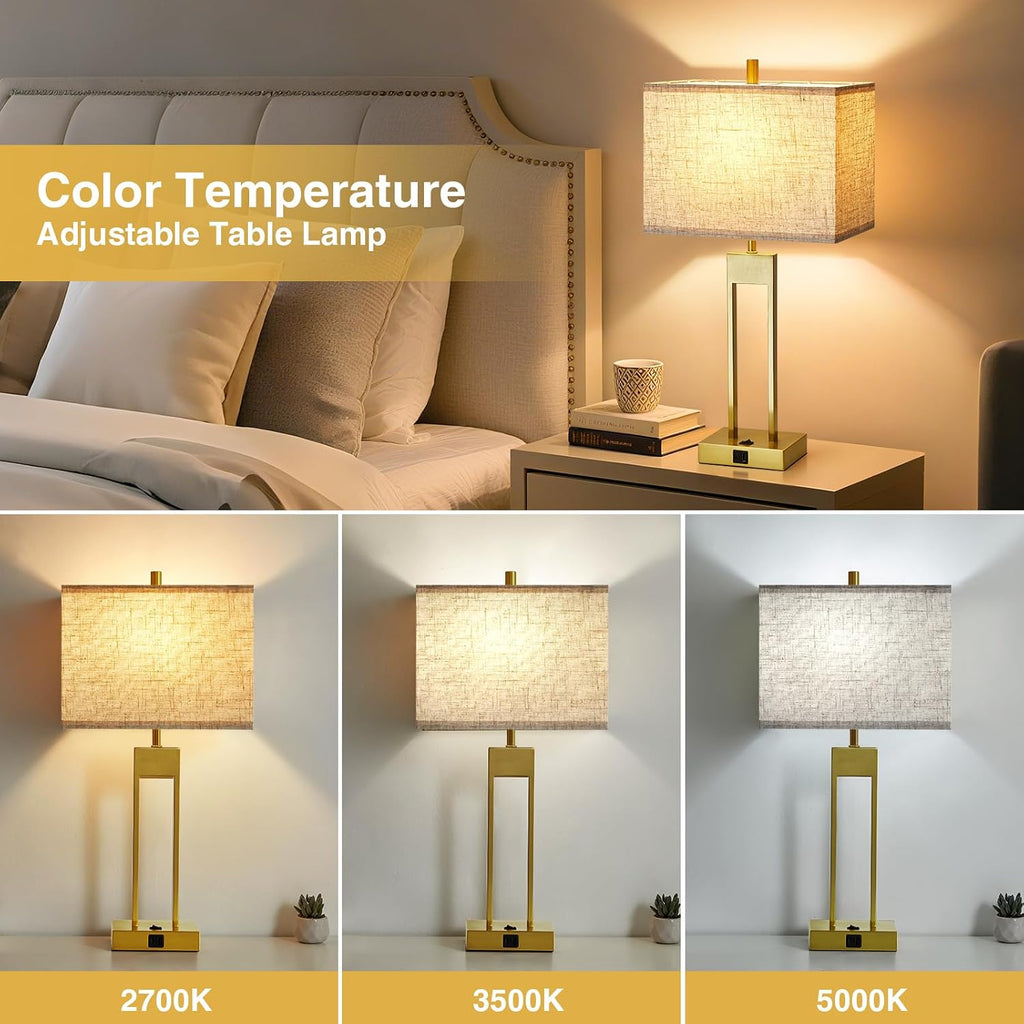 Extra Large 25.5" Nightstand Table Lamps for Bedrooms Set of 2, Bedside Lamp with USB C+A, Colors Changeable Living Room Lamp, Modern…