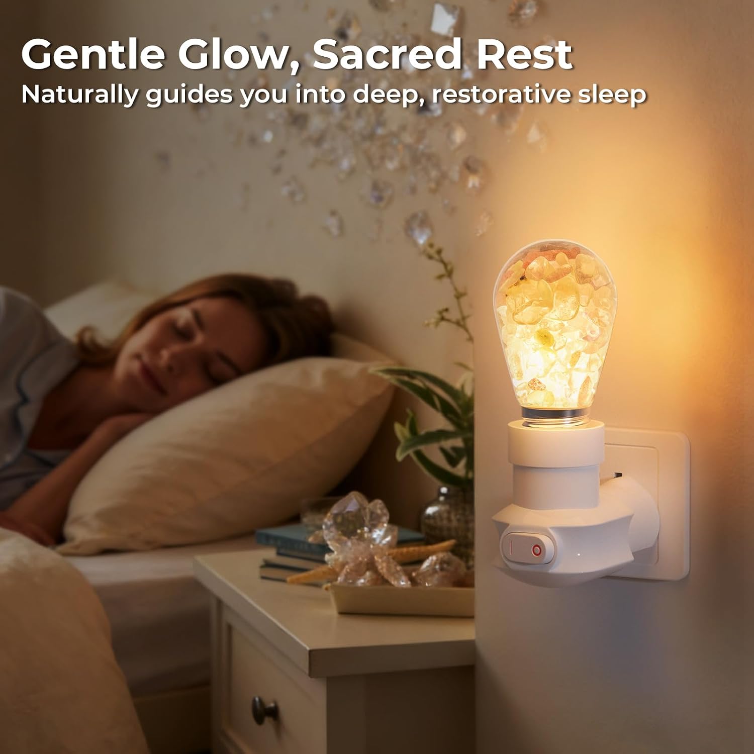 Zuria Zuria Plug-in Crystal Healing Night Light with Switch, Spiritual Crystals Lamp Plug-into Wall Soft White 3000K Plug in Healing…