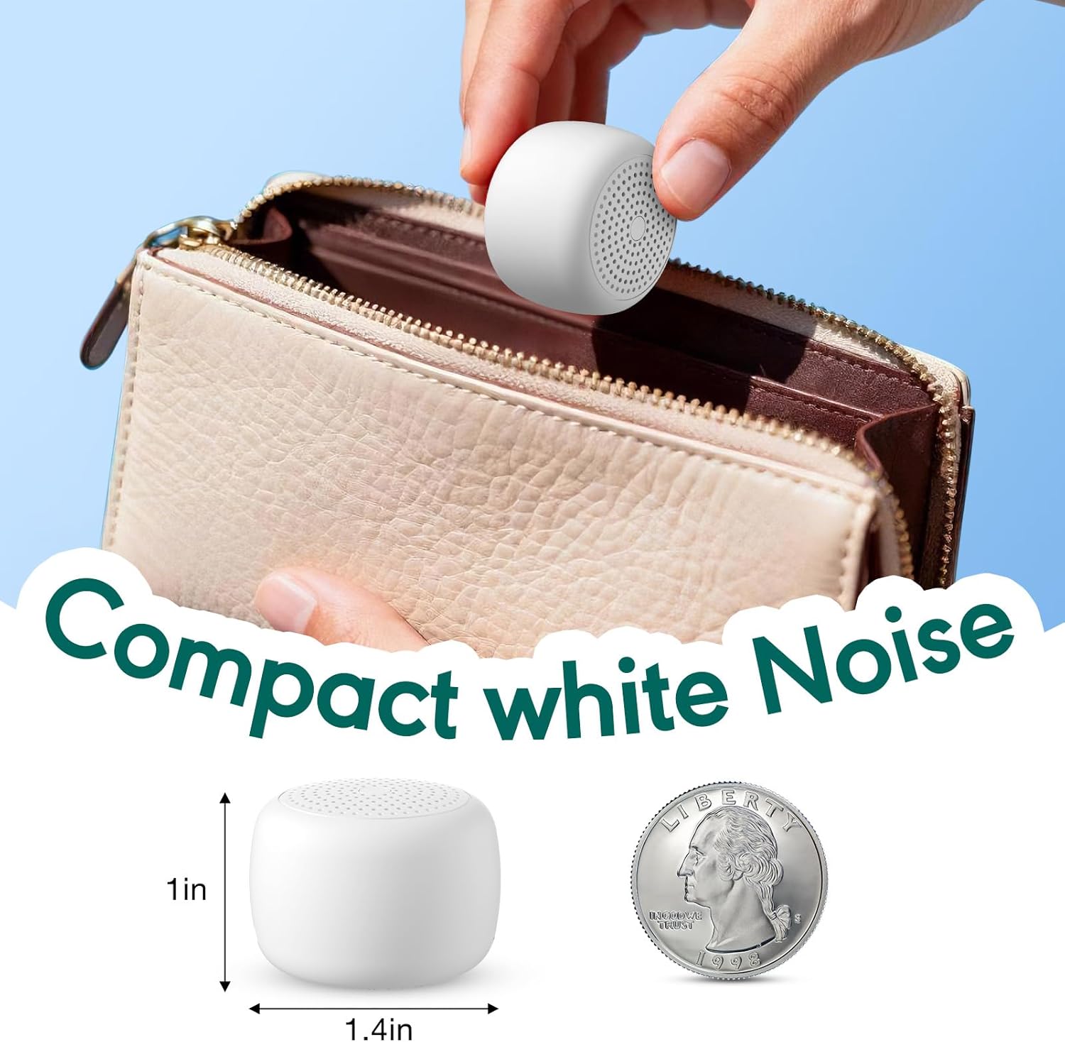Portable Sound Machine for Baby Adults, Travel Sound Machine, Mini White Noise Machine,16 Non-looping Sounds &Timer, Memory Function, Sleep…