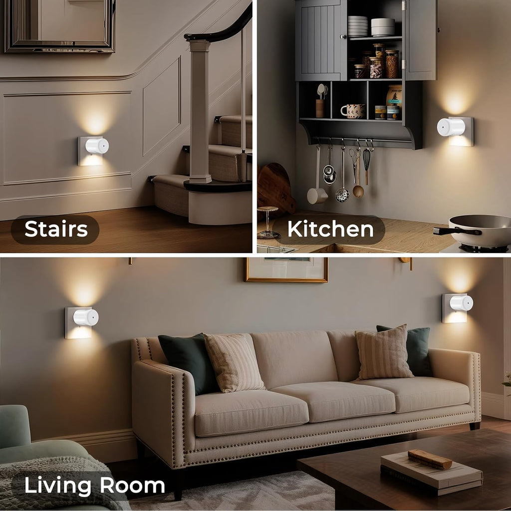GEPLAD 4-Pack Motion Sensor Night Light, Plug into Wall Dusk to Dawn LED Nightlight, Auto On/Off, 5000K Daylight 100 Lumens, Rotatable…