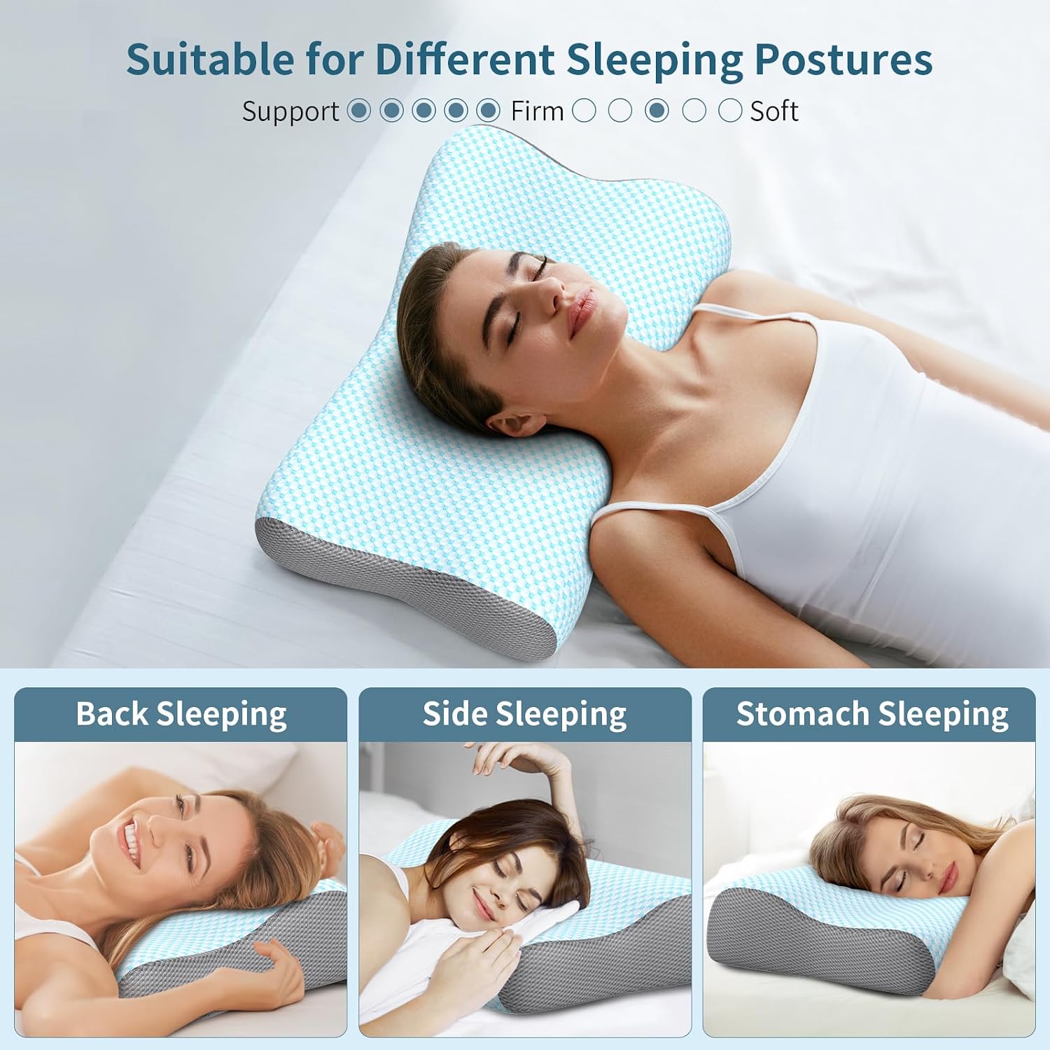 Polovo Cervical Neck Pillow for, Contour Memory Foam Pillows for Sleeping, Ergonomic Pillow Orthopedic Cooling Pillow Bed Pillow Neck Supp…
