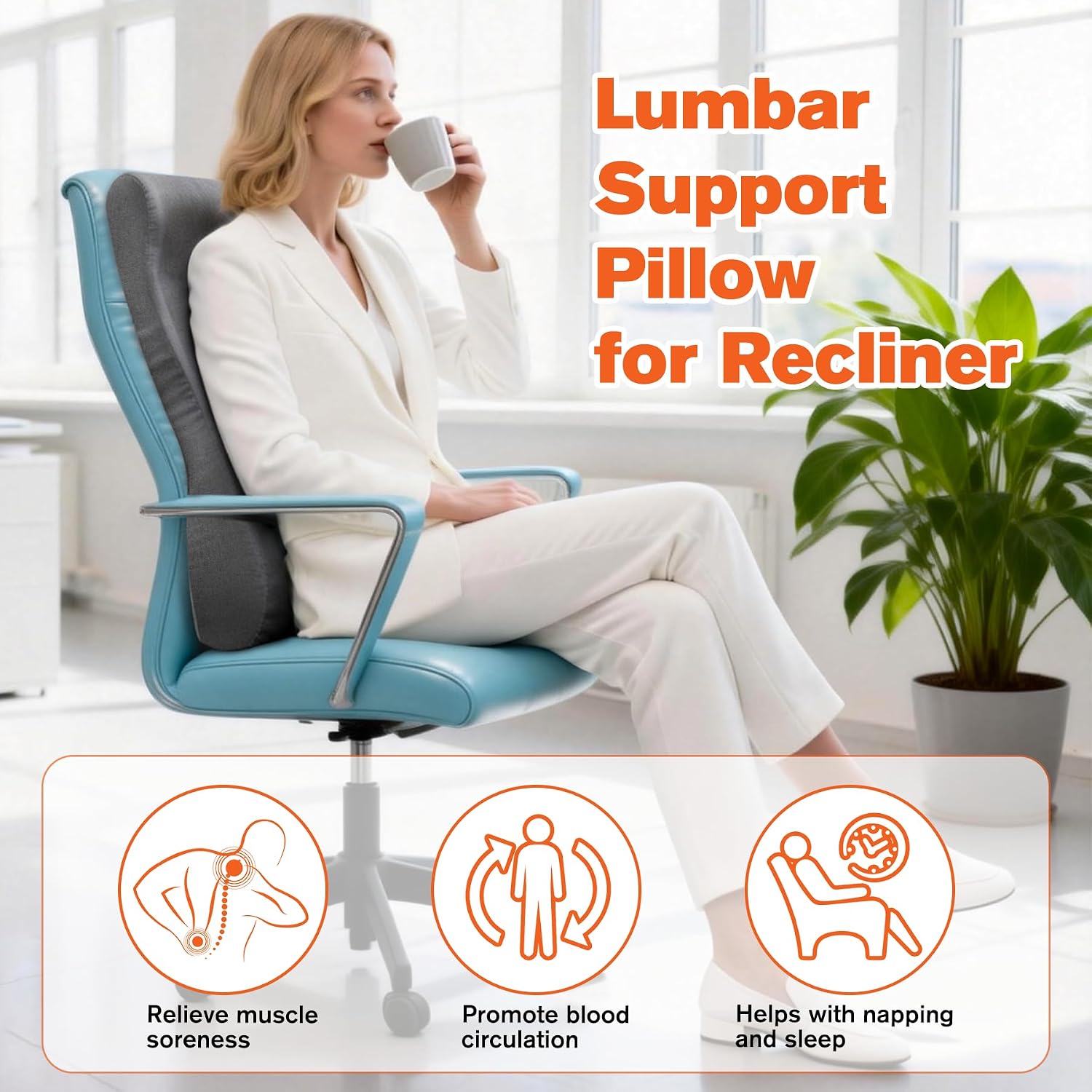 JZHLLA Recliner Neck and Lumbar Support Cushion for Recliner Couch & Glider Chair, Ergonomic S-Shaped Backrest Pillow, Breathable…