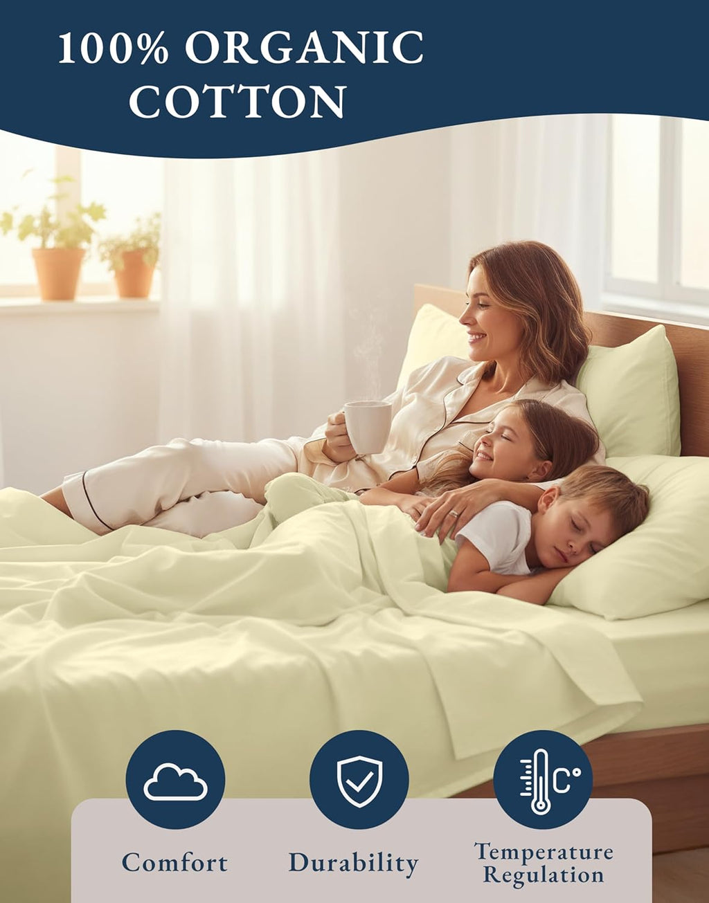 LaneLinen LANE LINEN 100% Organic Cotton California King Sheets Set, 4-Piece Soft & Comfy Luxury Hotel Style Percale Weave Bedding Sheets f…
