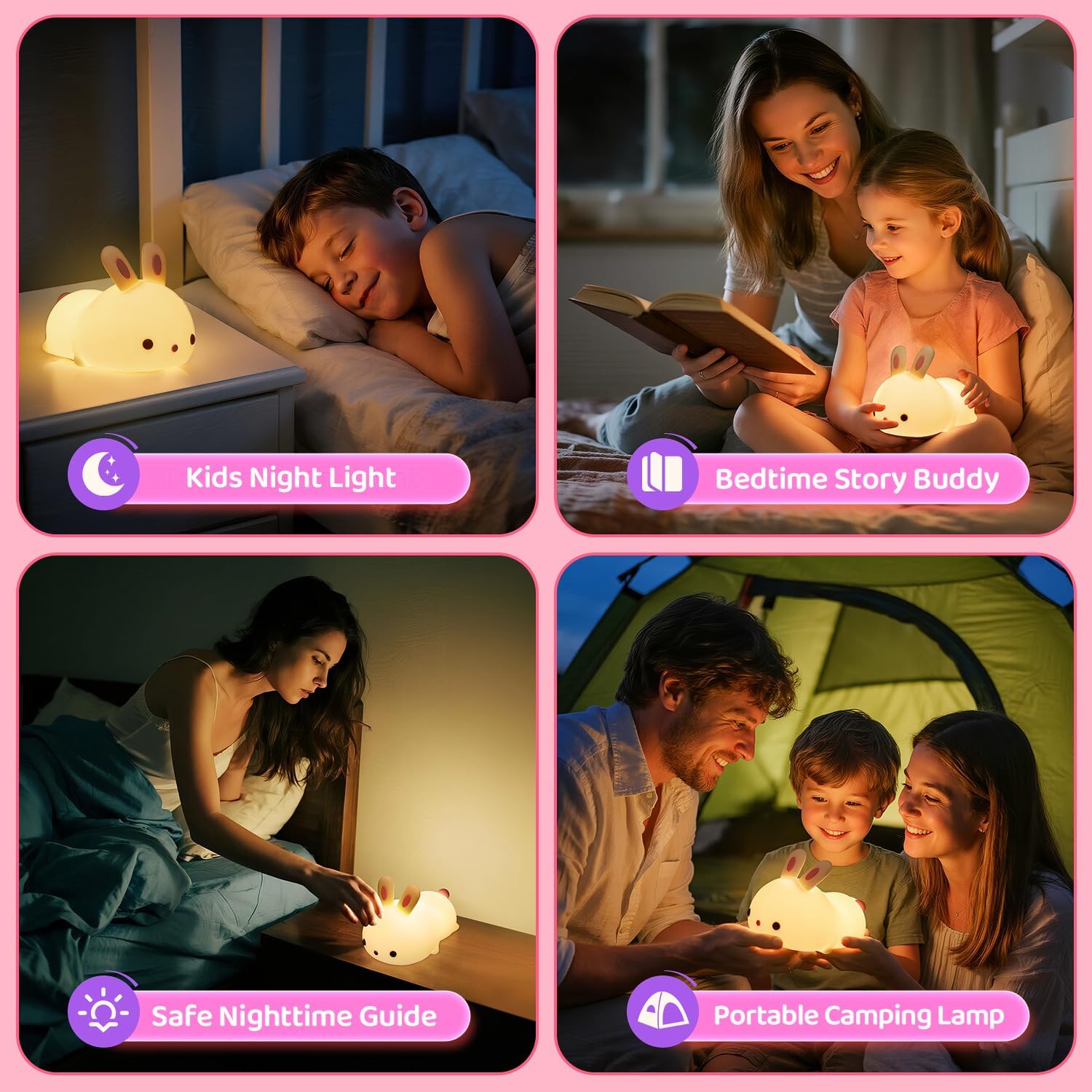 One Fire Night Light for Kids Bunny Toys, 16 Colors Squishy Bunny Lamp, Soft Silicone Bunnies Stuff,1200mah Dimmable Bunnies Cute Lamp…
