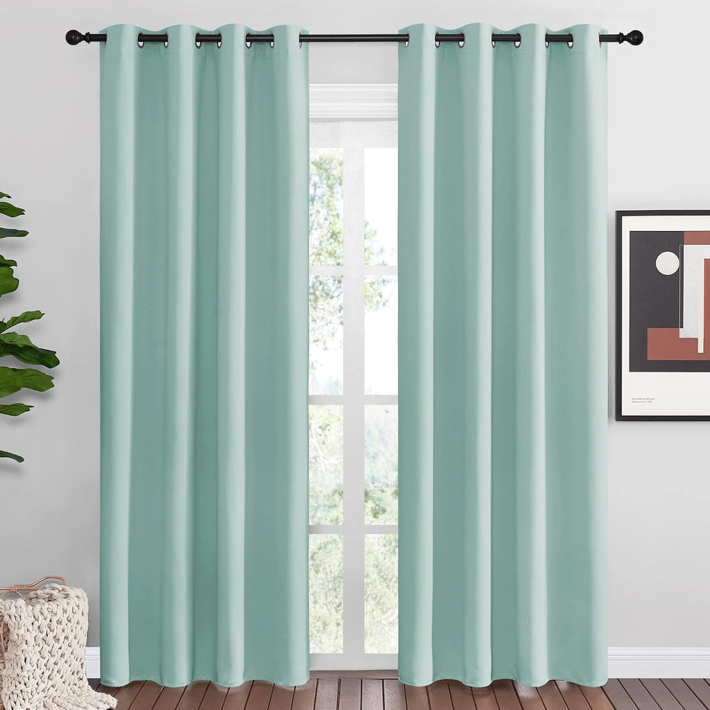 Nicetown Aqua Blue Blackout Curtains 86" Long for Office, Dining Room, Guest Room, Sound Reducing Heat and Cold Block Curtain Panels for Mo…
