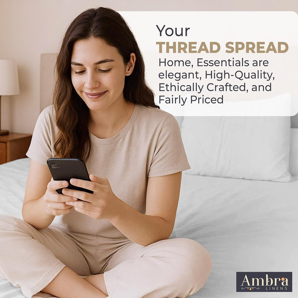 Ambra Linens 100% Organic Cotton Sheets King Size - 4 PC Organic King Size Sheets Set - Soft, Comfy, Breathable & Cooling - 16” Deep Pocket…