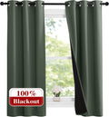 Nicetown Dark Mallard 100% Blackout Lined Curtains, 2 Thick Layers Narrow Wide Window Treatment Panels Thermal Insulated Drapes for Kitchen…