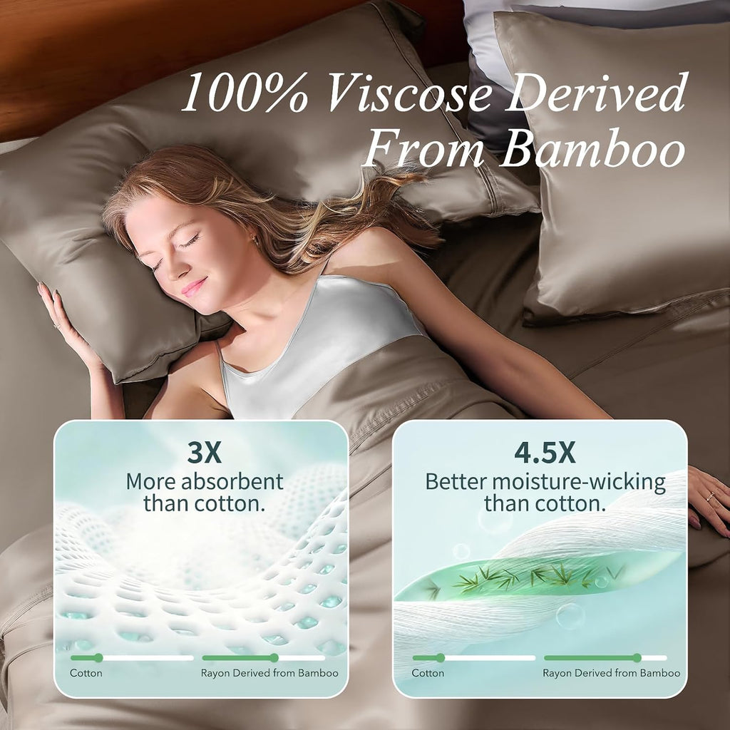Krimano Standard Pillow Cases, Derived from Bamboo Viscose, Cooling Pillowcases, Breathable & Wicking Pillow Covers for Hot Sleepers, Envel…