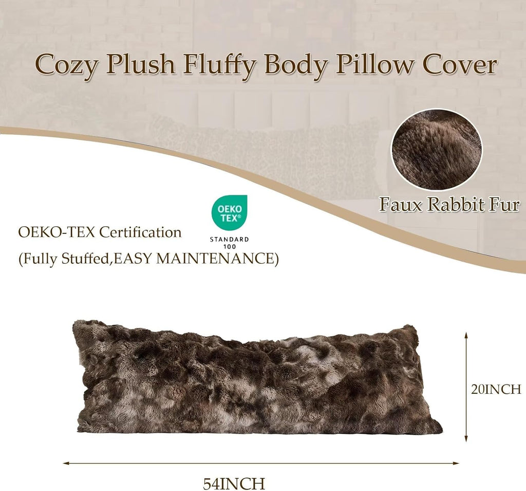 20"x54"Luxury Shaggy Faux Fur Body Pillow Cover, Bubble Fluffy Plush Bed Body Pillowcase with Zipper Closure, Plush Long Pillow Cover for…