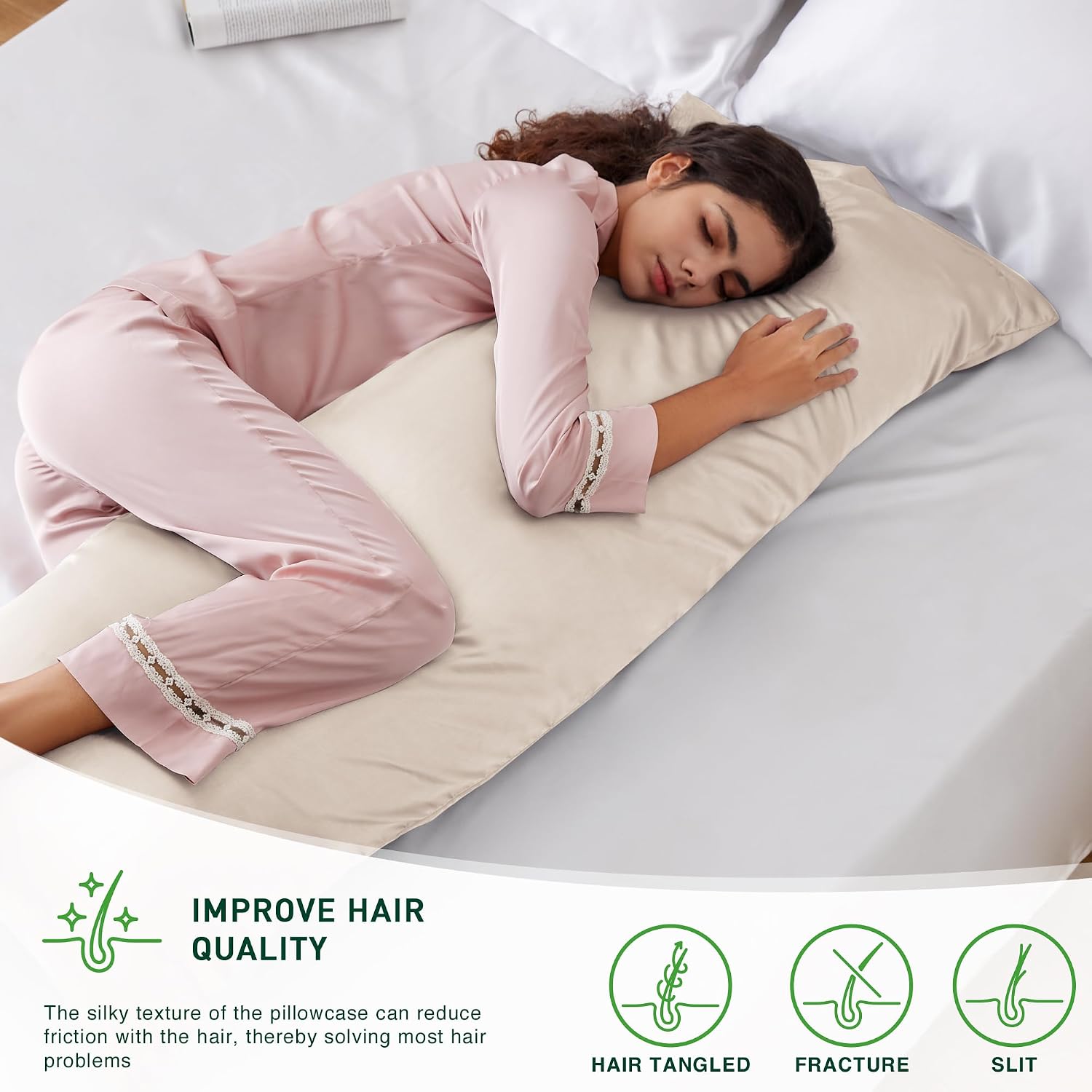Lovescabin Love's cabin Satin Body Pillowcase 20x54, Cooling Pillow Cover for Hair and Skin, Silky Smooth with Envelope Closure, Similar to…
