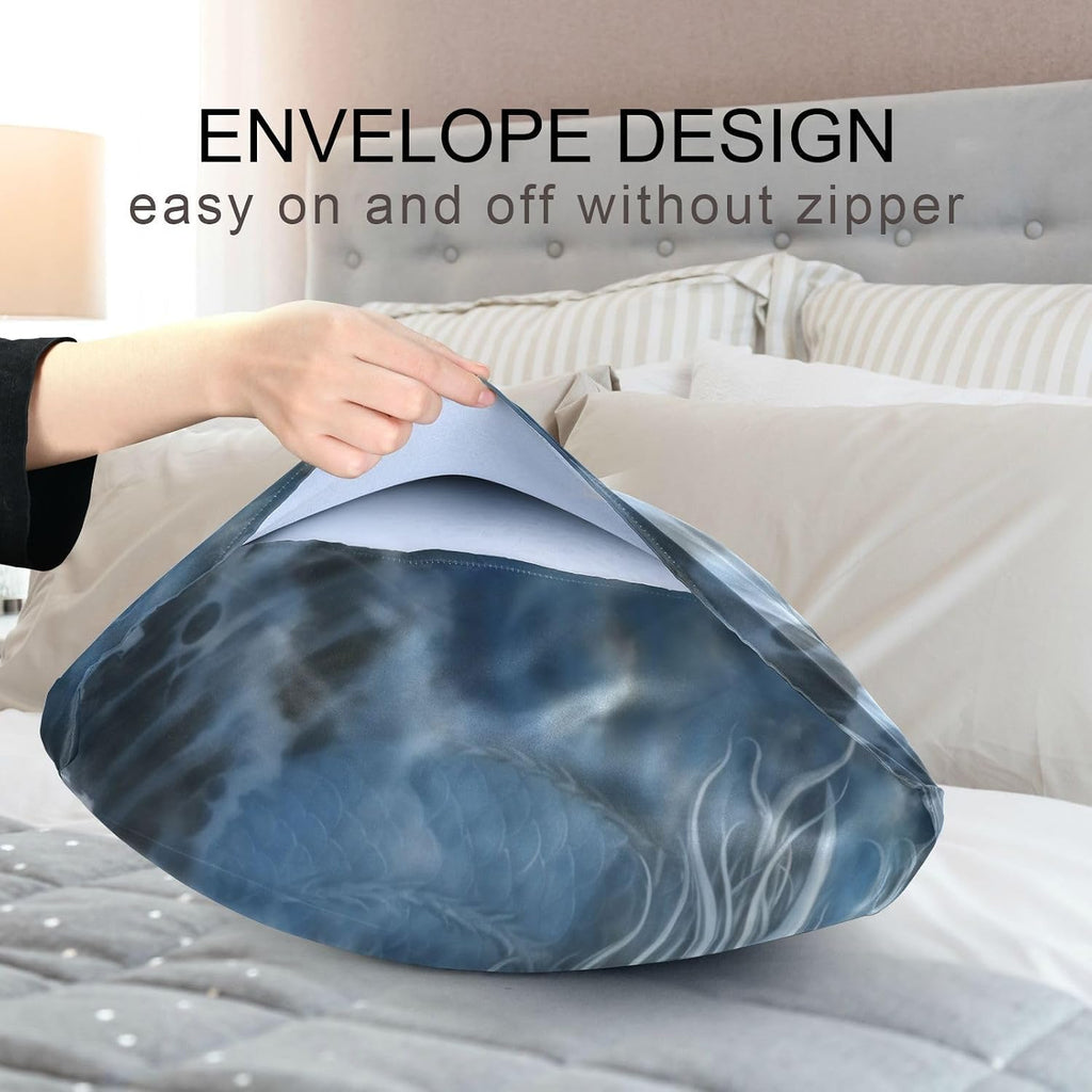 YETTASBIN Dragon Ocean Satin Pillowcase, Soft Breathable Silk Pillow Case with Envelope Closure for Hair and Skin, Queen Size 30 x 20 Inch