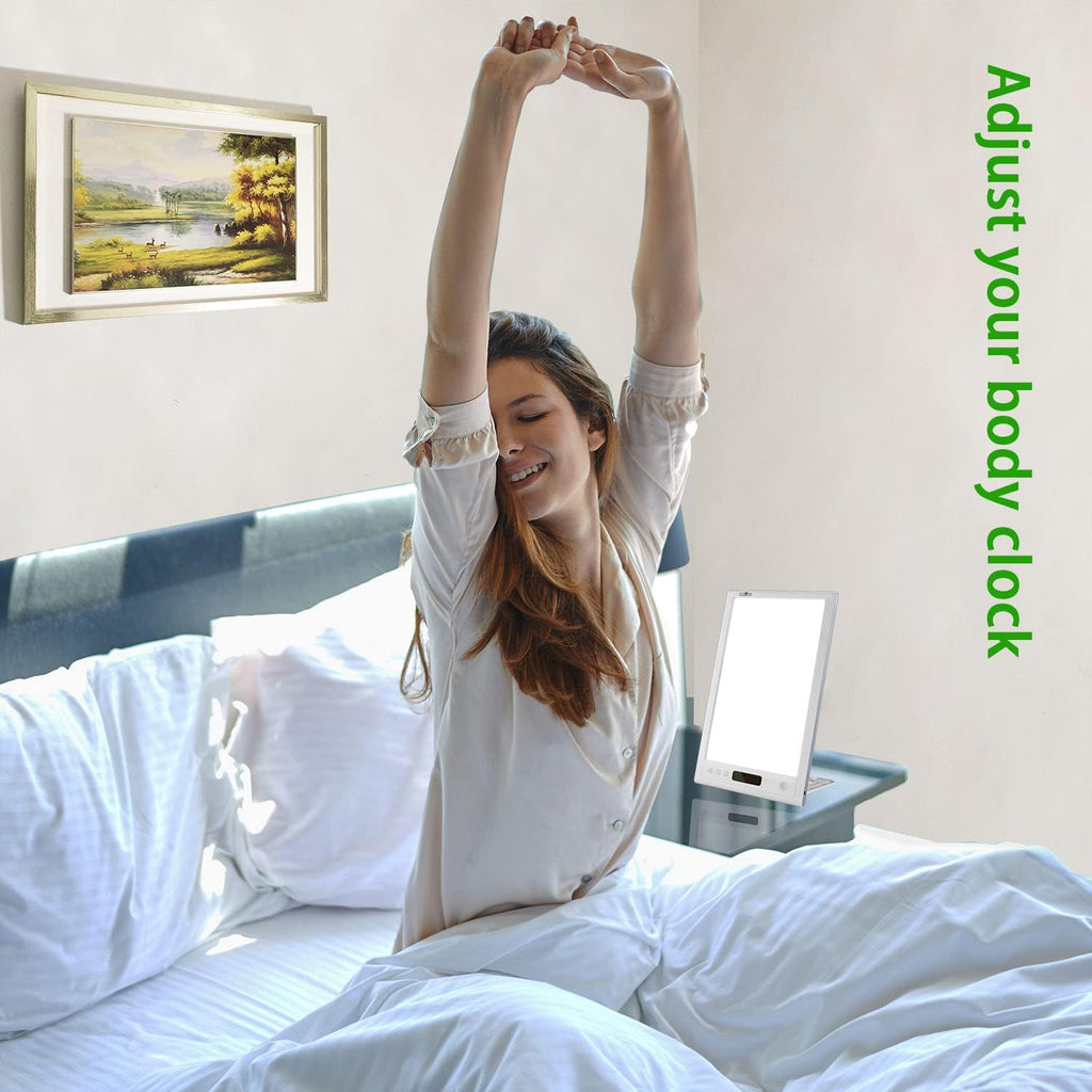 JUXLamp Light relaxation Sunrise Wake-up lamp APP Control Light Alarm Clock UV-Free 3 Color 12000lux Full Spectrum Sun lamp Restorative…