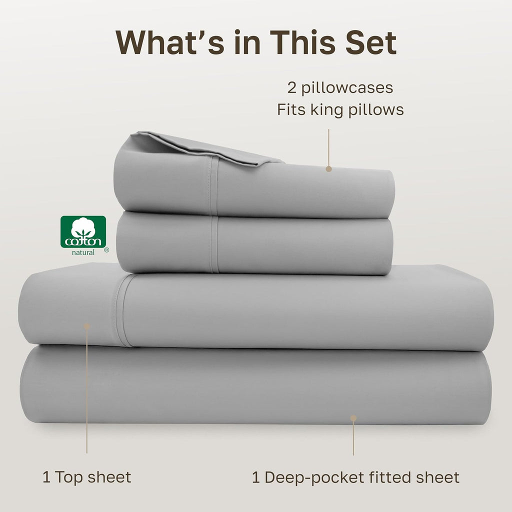 CaliforniaDesignDen California Design Den Soft 100% Cotton Sheets King Size Set, 400 TC Good Housekeeping Award Winner, Silky Smooth Sateen…