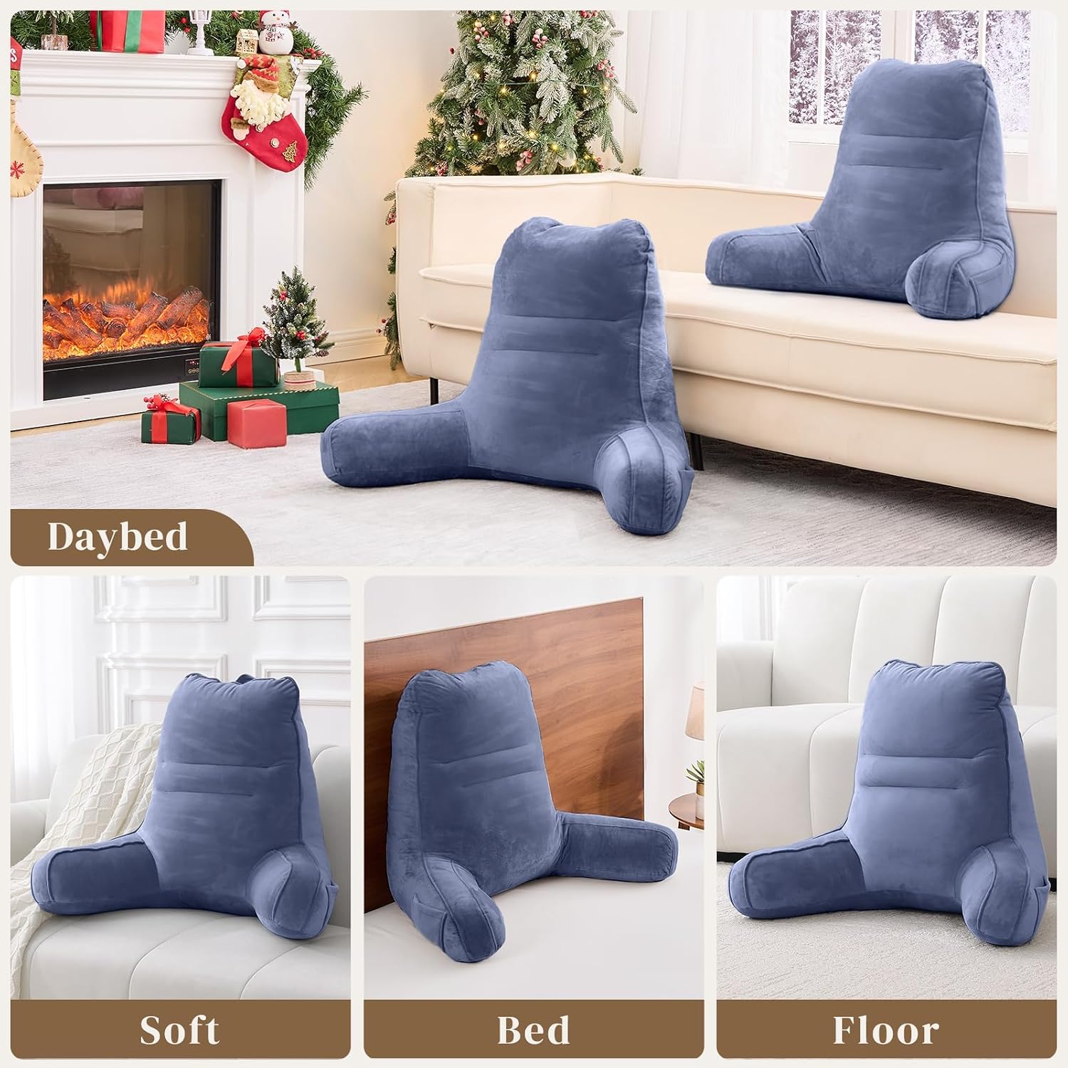 Sasttie Reading Pillow, Pillows for Reading or Relaxing – Ergonomic Support for Head, Neck, Back, and Lumbar, 21-Inch, Greyish Purple Grey