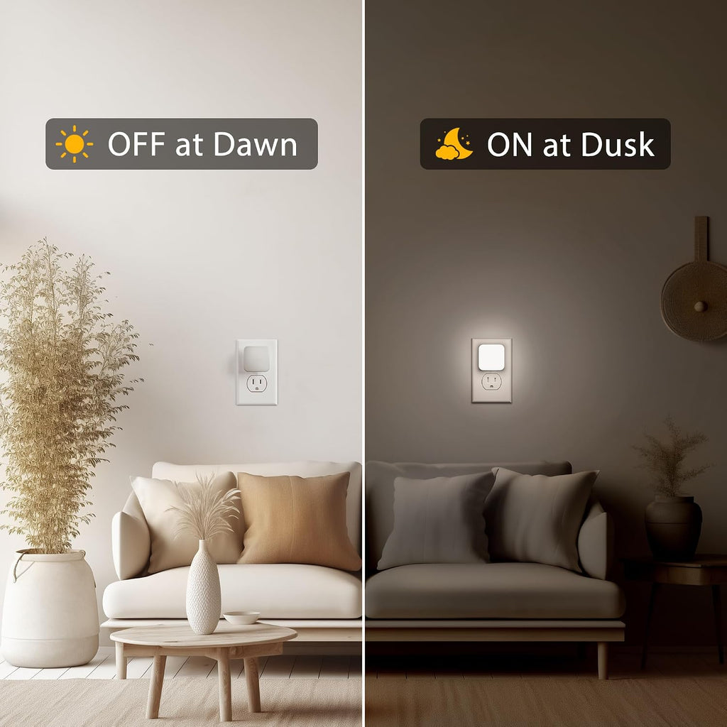 LED Night Lights Plug into Wall, Nightlights With Light Sensor Dusk to Dawn, 0.3W Square Plug in Night Light for Kids, 5000K Cool White…
