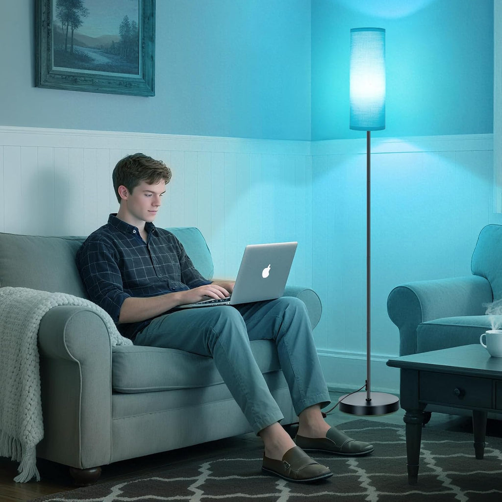 Fridekohome FRIDEKO HOME Floor Lamp with Turquoise Shade, Simple Design with Foot Pedal Switch, Small Tall Lamps for Living Room Bedroom, C…