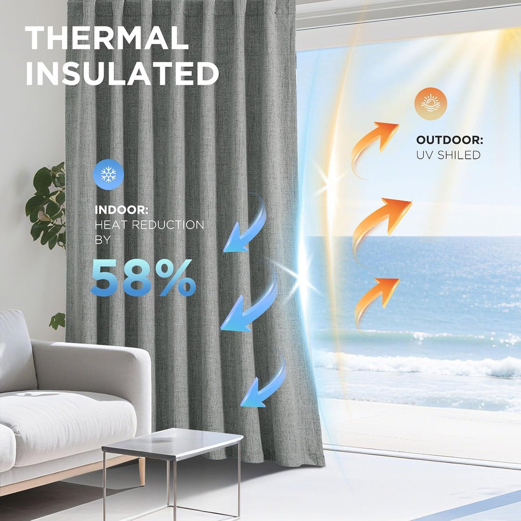 Joydeco Blackout Curtains for Bedroom - 90 Inch Long 100% Light Blocking 2 Panels Light Grey Drapes, Thermal Insulated Room Darkening Curta…
