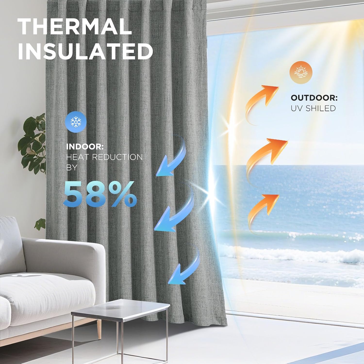Joydeco Blackout Curtains for Bedroom - 90 Inch Long 100% Light Blocking 2 Panels Light Grey Drapes, Thermal Insulated Room Darkening Curta…