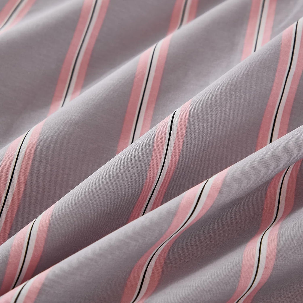 Merryword Standard Size Pillowcases, 100% Cotton Pillow Cases, Gray and Pink Striped Pillowcases, Soft Breathable Wide Stripes Pillow Cover…