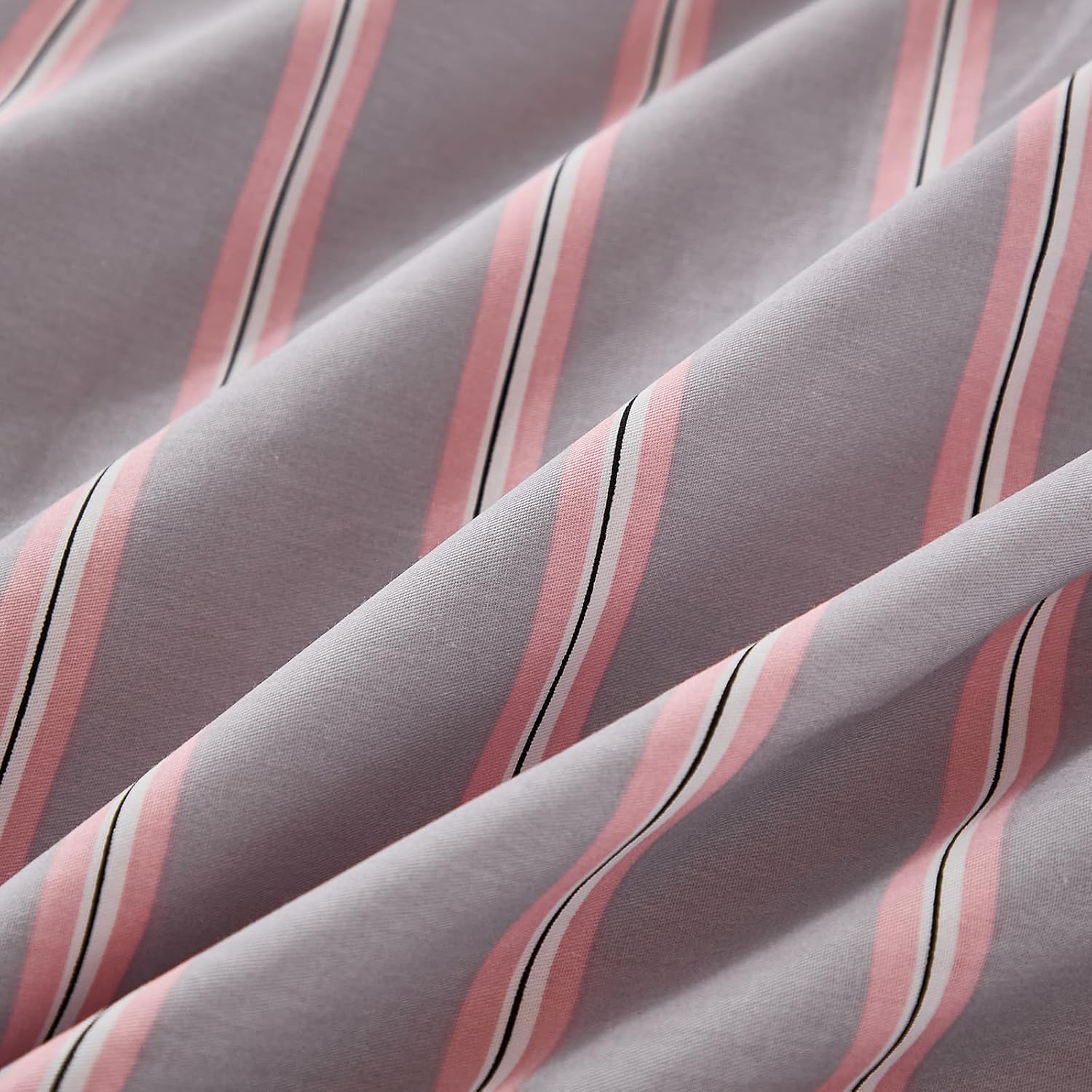 Merryword Standard Size Pillowcases, 100% Cotton Pillow Cases, Gray and Pink Striped Pillowcases, Soft Breathable Wide Stripes Pillow Cover…