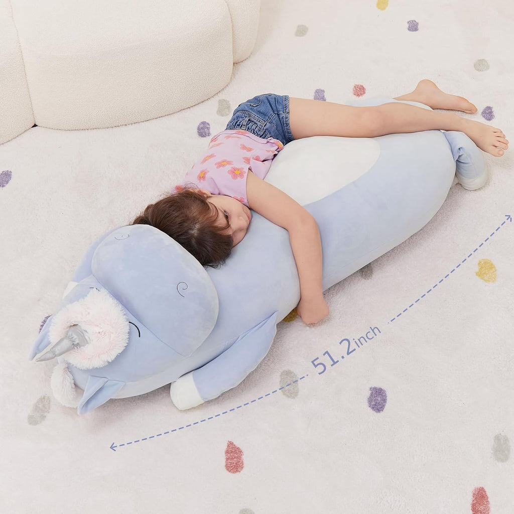 MorisMos Giant Unicorn Stuffed Animal 4 Feet, 51 in Long Plush Unicorn Body Pillow for Girl Boy, Cute Kid Pillow for Adult, Big Hugging…