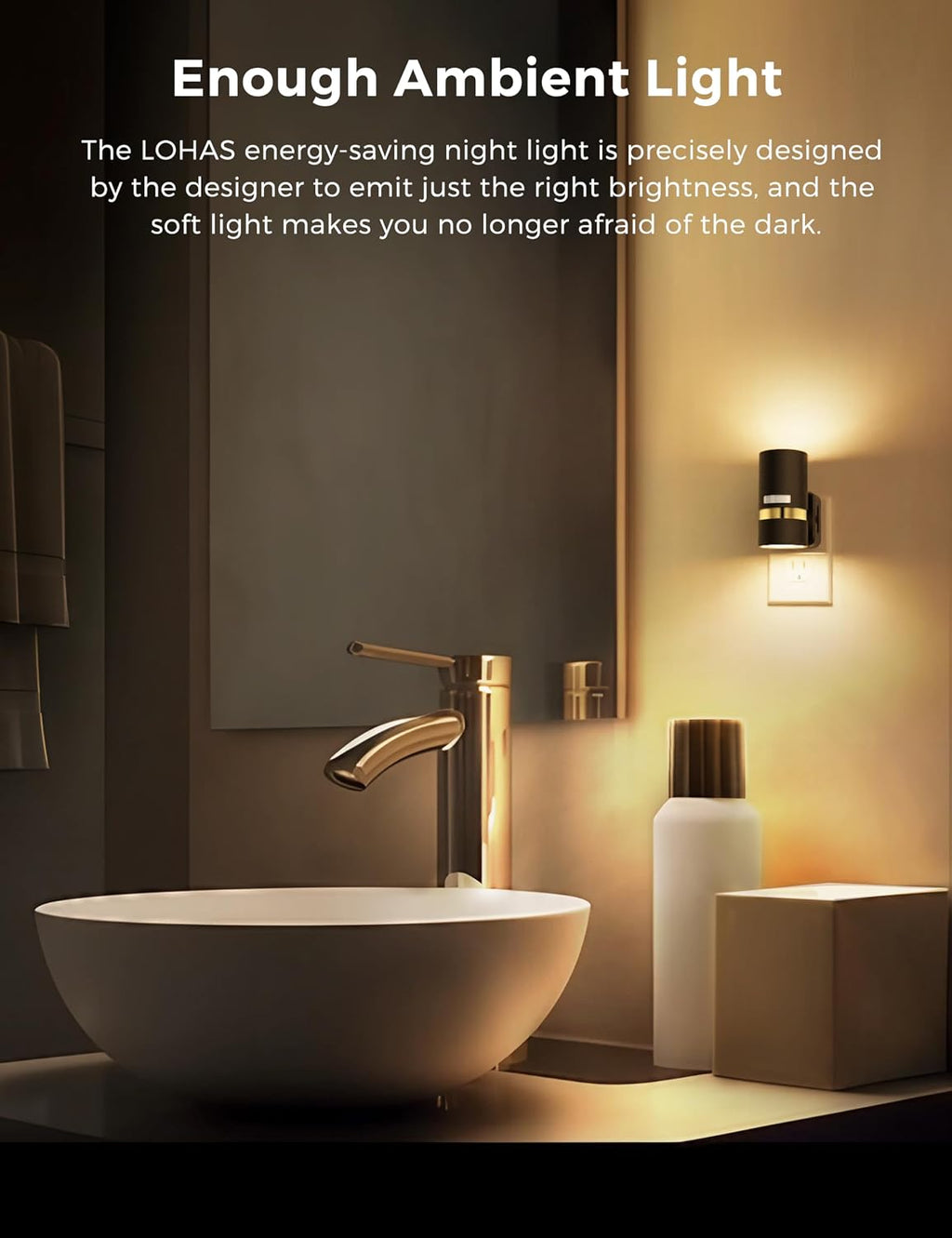 L LOHAS LED Motion Sensor Night Light Plug in, Night Lights Plug into Wall with Adjustable Brightness, 3000K Warm White, 1W Energy-Saving…