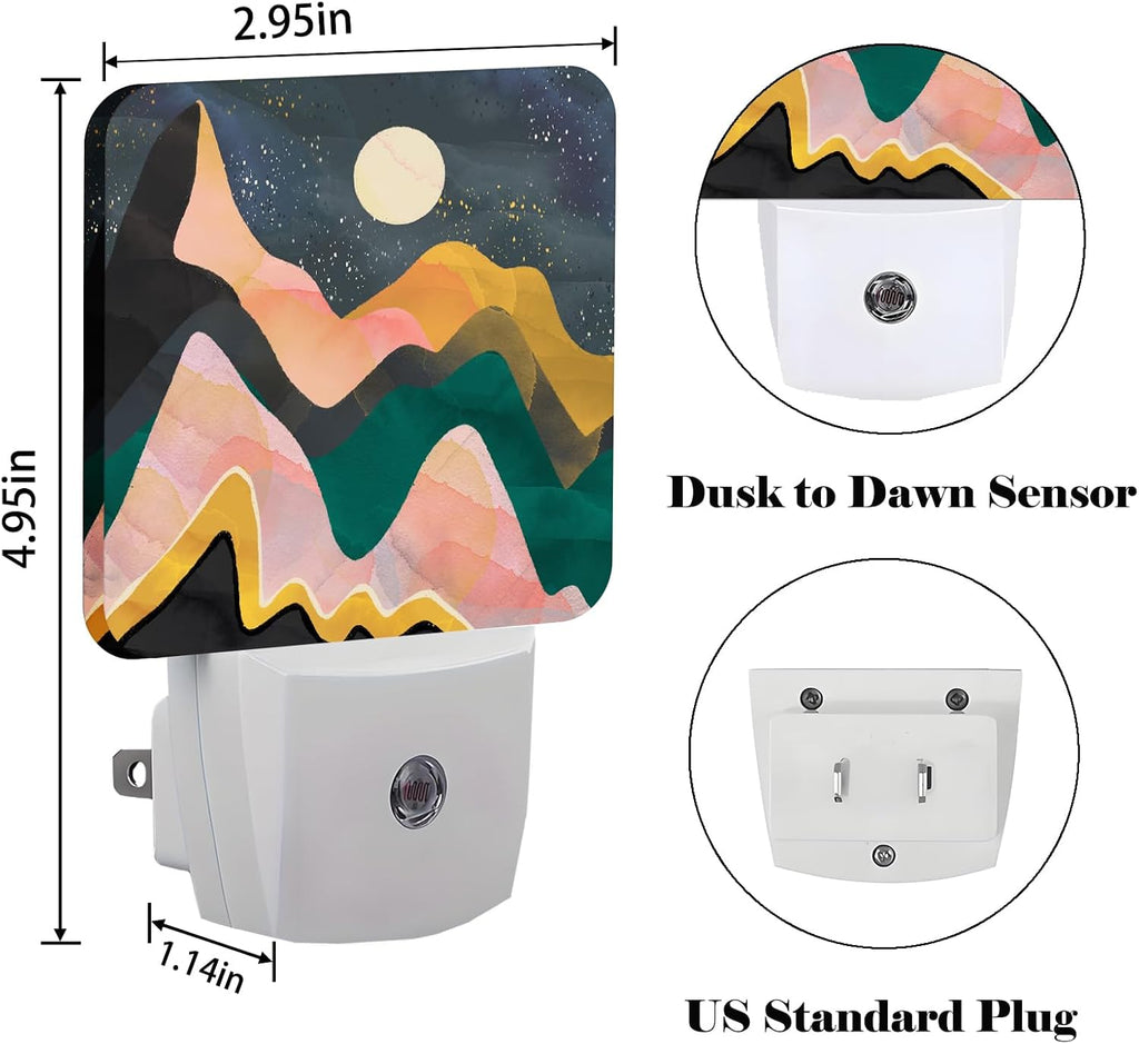 Mountains Night Sky Moon Night Light, Plug Into Wall Decor for Stairway, Hallway, Kitchen, Dusk to Dawn Sensor Nightlights for…
