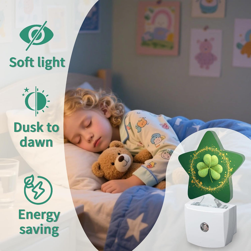 Clover Plug in Star Night Light, Night Light with Sensor for Kids Nursery Bedroom, Decorative Soft Glow Lamp for Hallway Bathroom, Energy…