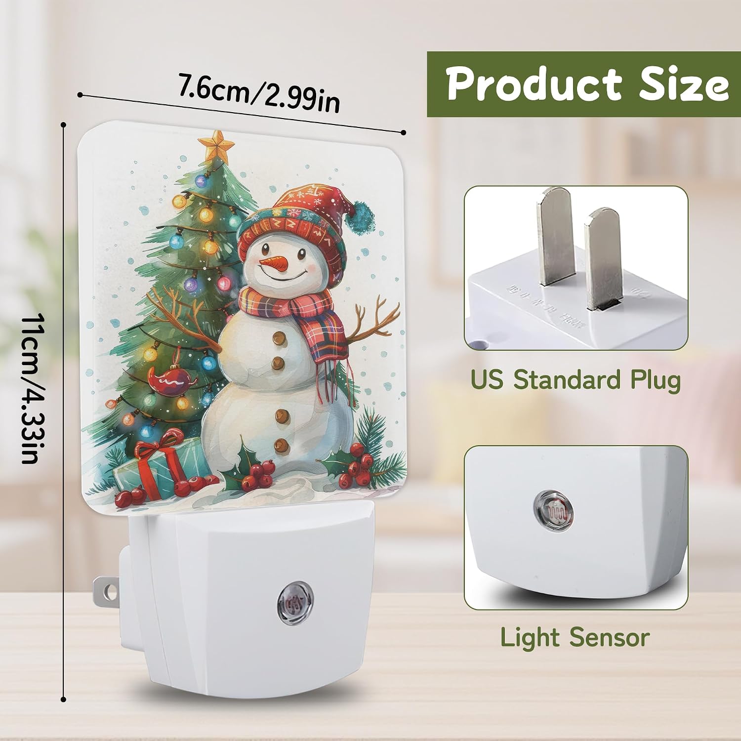 Christmas Snowman Tree Night Light, Night Lights Plug into Wall with Dusk to Dawn Sensor for Bedroom Bathroom Hallway Kitchen, Decorative…