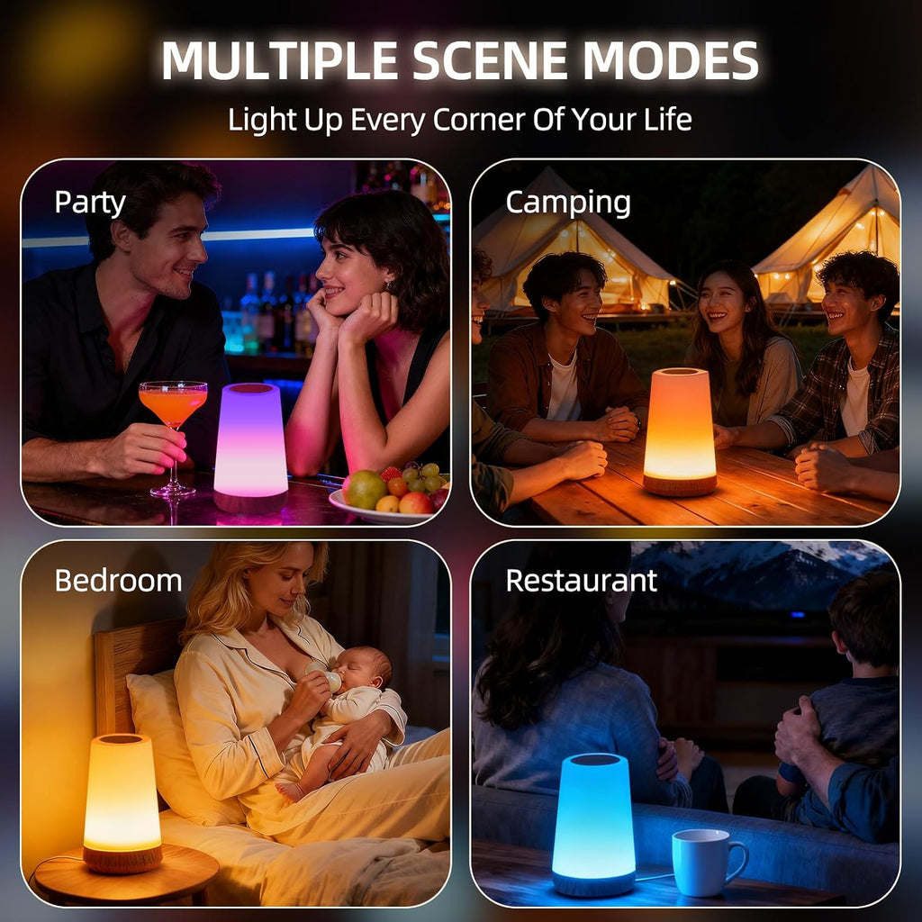 Night Light, Dimmable Touch Lamp and Remote Control, 13 RGB Colors & 5 Brightness, Rechargeable Bedside Table Lamp for Baby Kids Nursery…