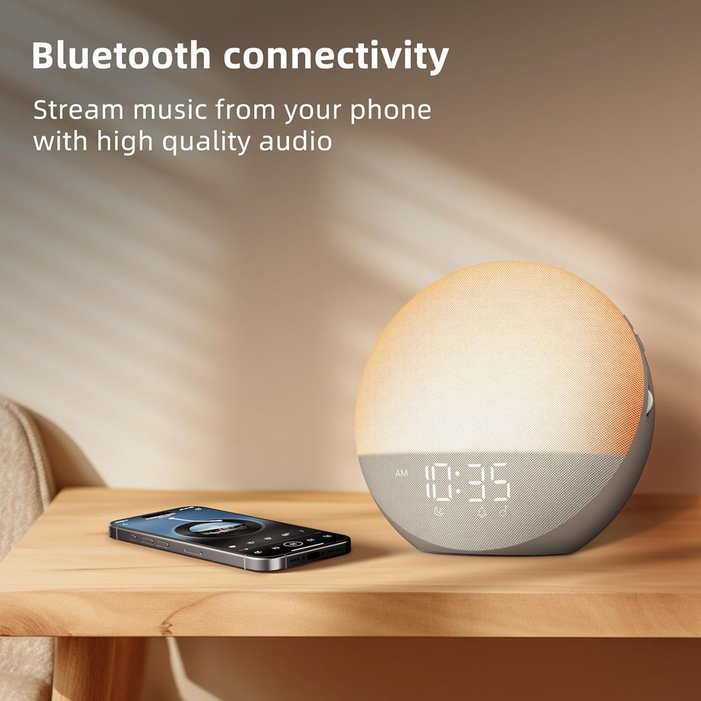 Odokee Sunrise Alarm Clock White Noise Machine: Natural Wake Up Light - Dimmable Clock with Bluetooth Speaker for Bedroom - 25 Sleep…