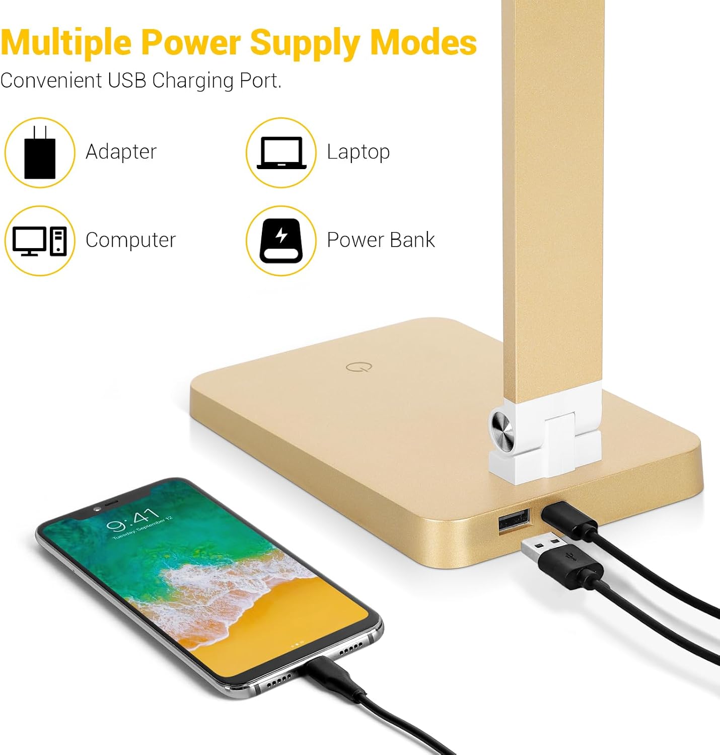 LED Desk Lamp for Home Office, 3 Levels Dimmable Reading Desk Light with USB Charging Port, Desk Accessories Touch Control Table Lamp…