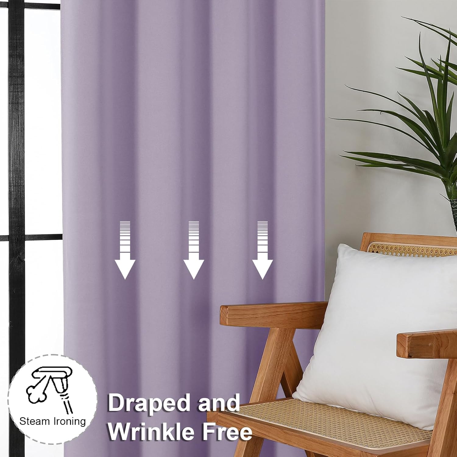Simplebrand Ava Lilac Blackout Curtains for Bedroom, 78 Inch Length, 2 Panels Set, Privacy Thermal Insulated Rod Pocket Window Curtains for…