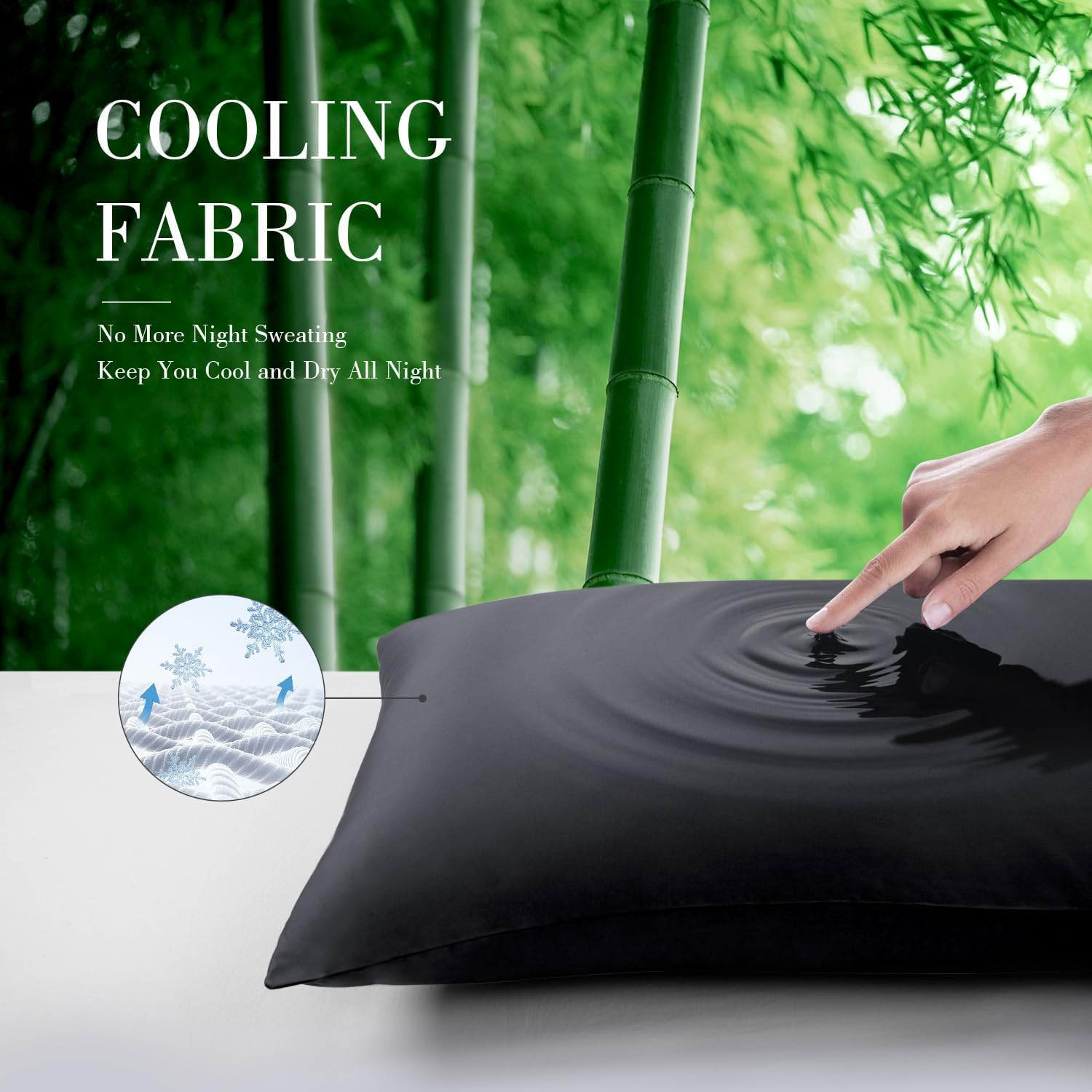 WishSmile Body Cooling Pillowcase Long Pillow Case Breathable Cool Silky Soft Rayon Derived from Bamboo Fabric, Hair and Skin Friendly, Black…