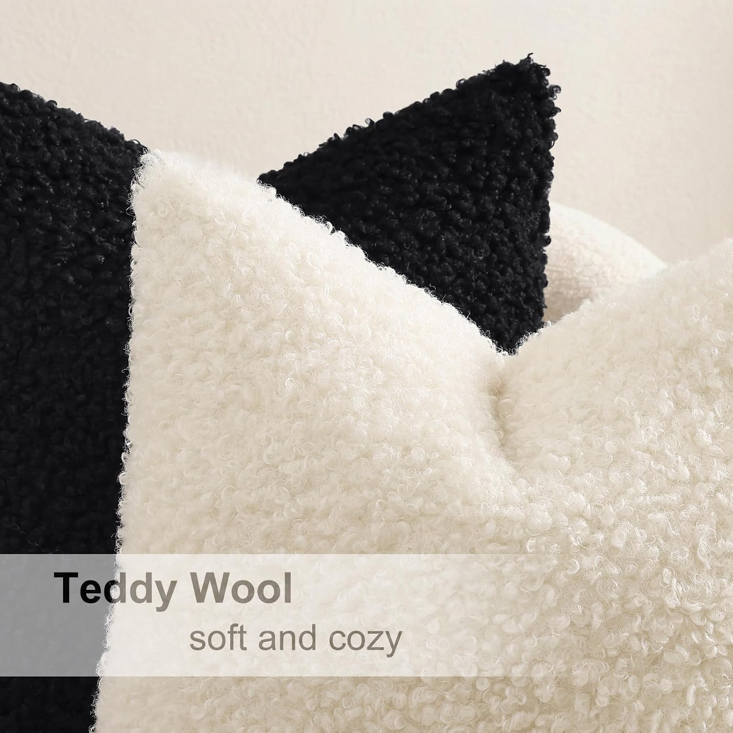 decorUhome Pack of 2 Throw Pillow Covers 22x22 Inch, Faux Fur Decorative Sherpa Pillow Covers Fuzzy Accent Soft Sheepskin Fleece Pillow Cas…