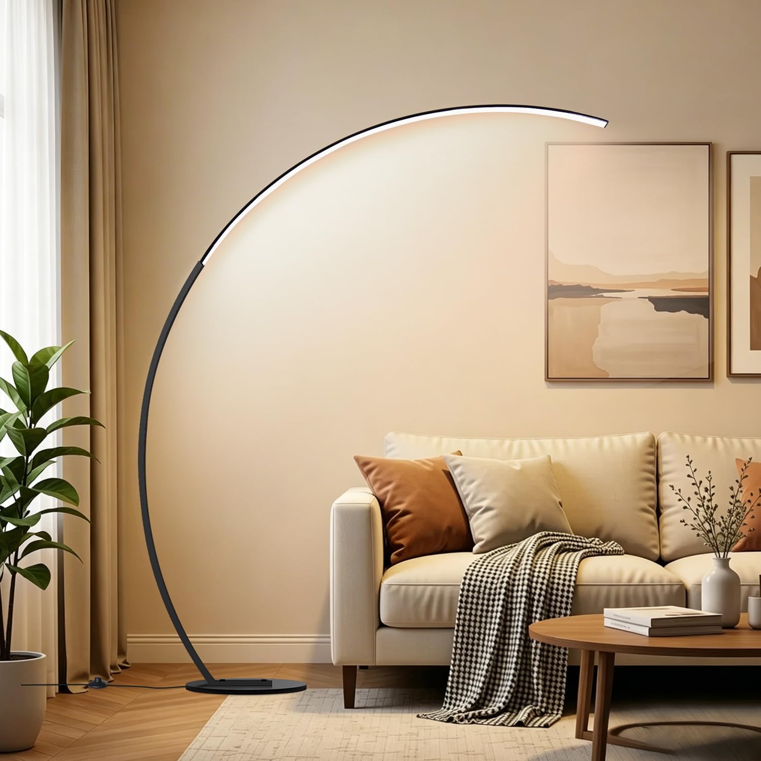 Dimmable LED Lamps for Living Room with 3 Color Temperatures, Ultra Bright 2000LM Arc Floor Lamps, Modern Standing Tall Lamp with Remote…