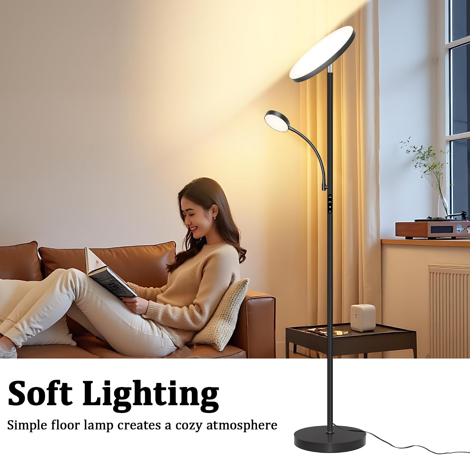 Floor Lamp-42W/4200LM Super Bright Floor Lamp, Dimmable 2-in-1 LED Floor Lamp for Bedroom, Torchiere Floor Lamps with Remote & Touch…