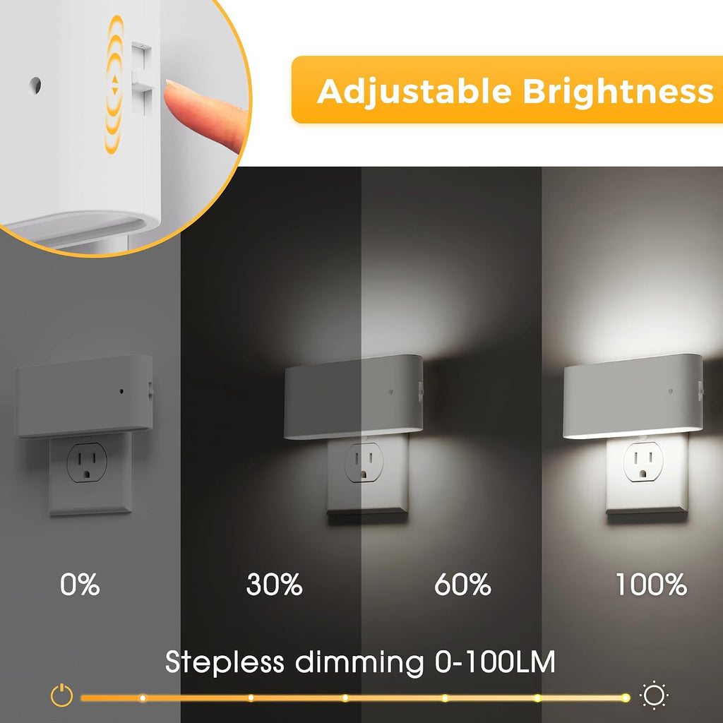 L LOHAS LED Night Light, 2 Pack Dimmable Modern LED Night Lights Plug into Wall, Dusk to Dawn Sensor Night Lights for Kid, 0-100LM 5000K…