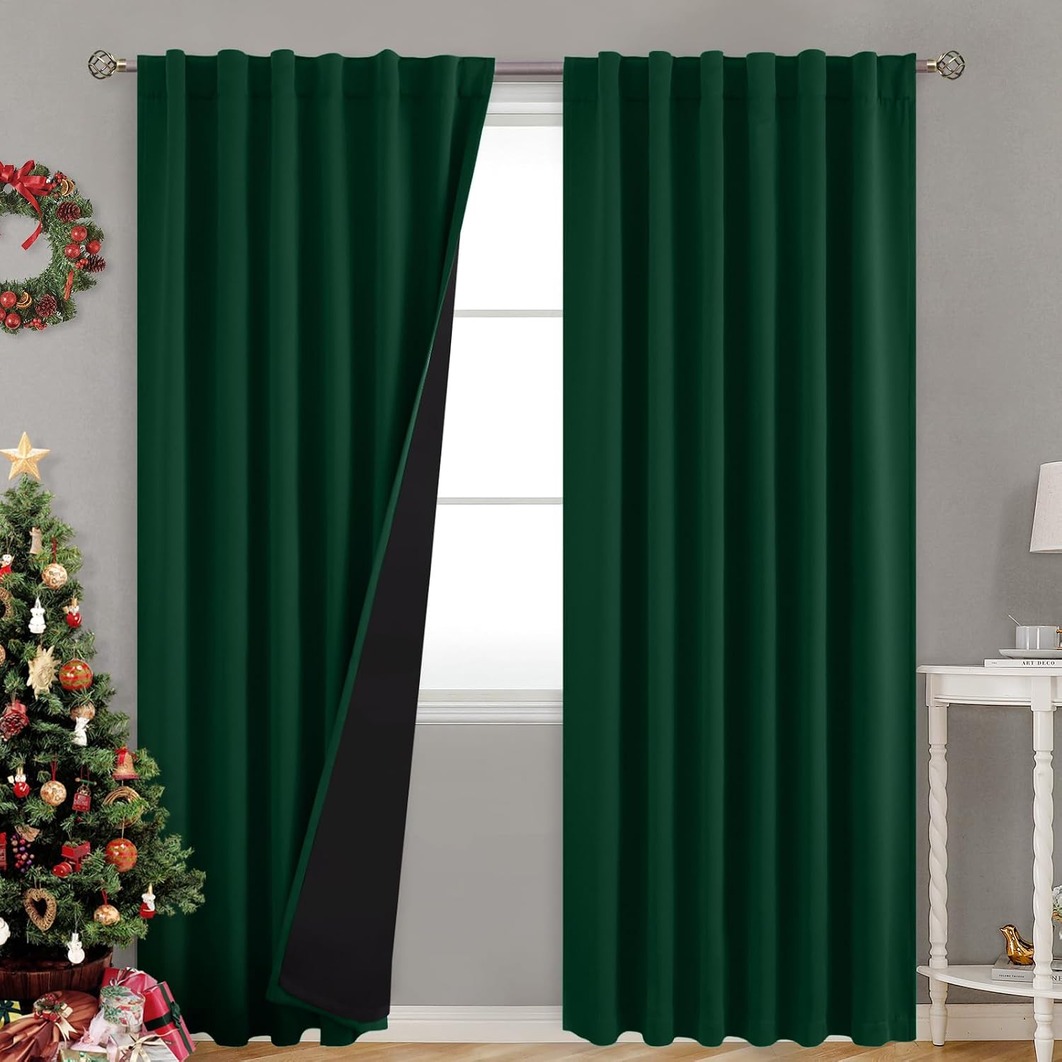 BGment 100% Thermal Insulated Blackout Curtains 95 Inches Long with Liner, Rod Pocket and Back Tab Double Layer Noise Reduce Room…