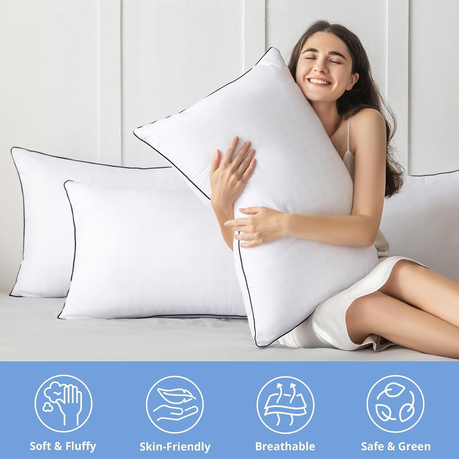 Jollyvogue Pillows Standard Size Set of 4, Collection Bed Pillows for Sleeping, Hotel Quality Pillows for Side, Back and Stomach Sleepers,…