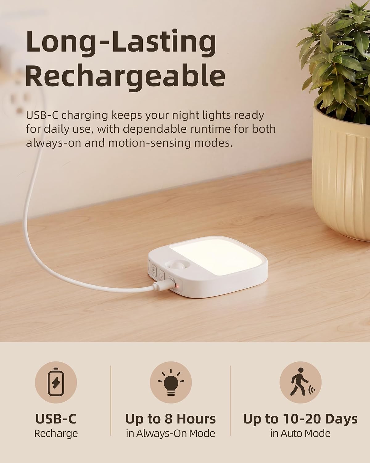 EZVALO Rechargeable Motion Sensor Night Light, Magnetic Stick-On LED Light with 3 Color Temperatures, Dimming & Memory, Portable Cordless…